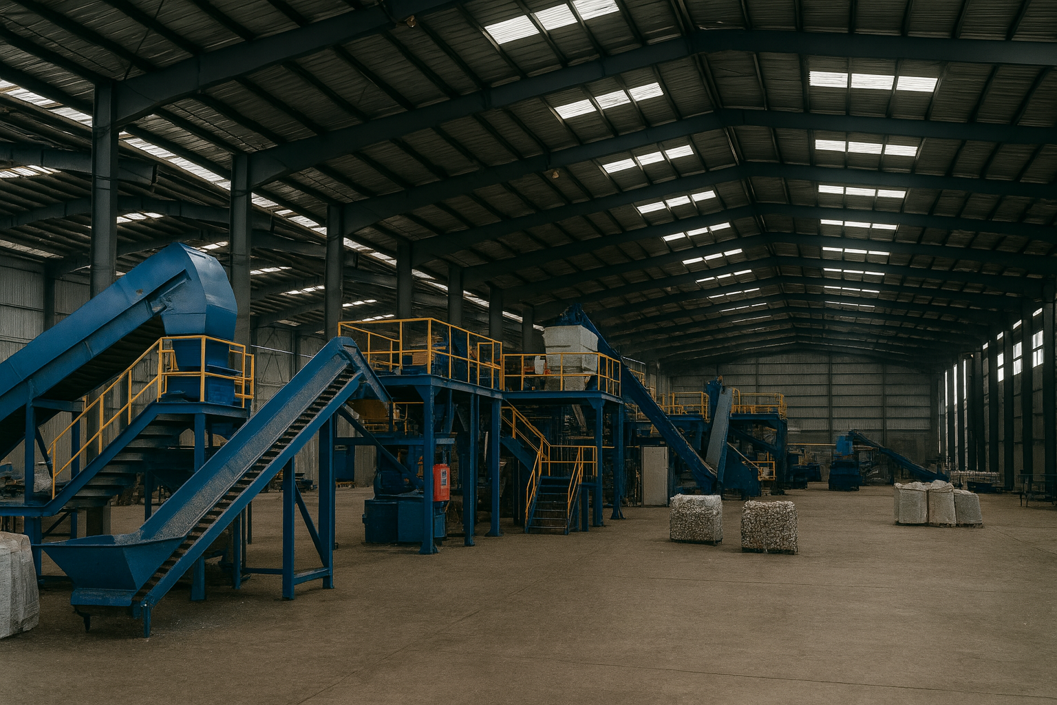 Manufacturing floor and recycling lines